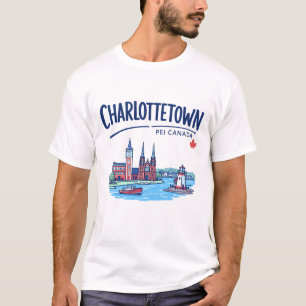 Camiseta Charlottetown PEI Canadá Paisagem Colorida Fofa