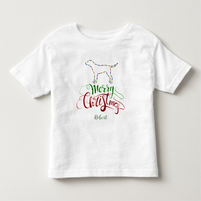 Camiseta Charm Merry Christmas Light Bulls Dog Monograma (Frente)