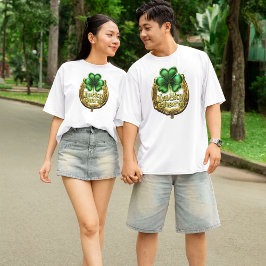 Camiseta Charme de ferradura celta de shamrock sortudo em b