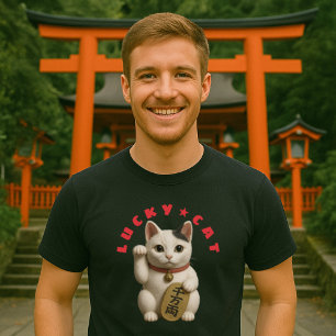 Camiseta Charme de Gatos Sortudos Japonês