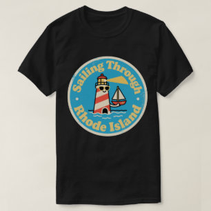 Camiseta Charme do Estado do Oceano_ Farol de Rhode Island