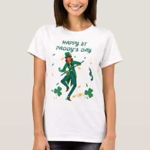 Camiseta "Charme Irlandês Dançante - Ruas. Tee do Dia de Pa