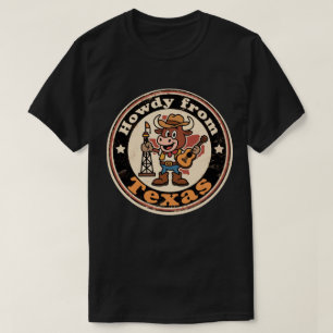 Camiseta Charme Ocidental Excêntrico_Texas Cowboy Longhorn