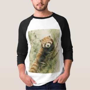 Camiseta Charme Rústico do Panda Vermelho