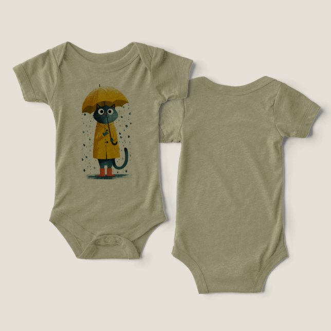 Camiseta Charming Cartoon Cat Raincoat Bodysuit (Design Frente e Verso)