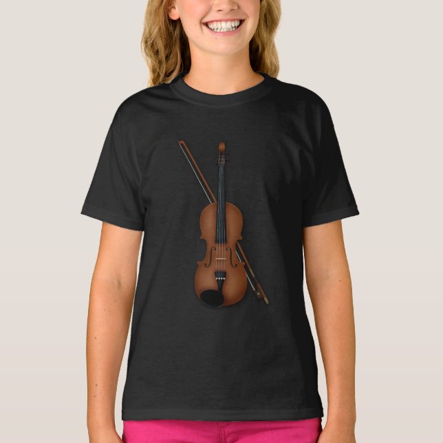 Camiseta Charming Trompe L'oeil Violin Música Clássica (Frente)