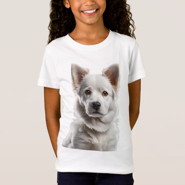 Camiseta Charming White Shepherd Puppy Portrait (Frente)