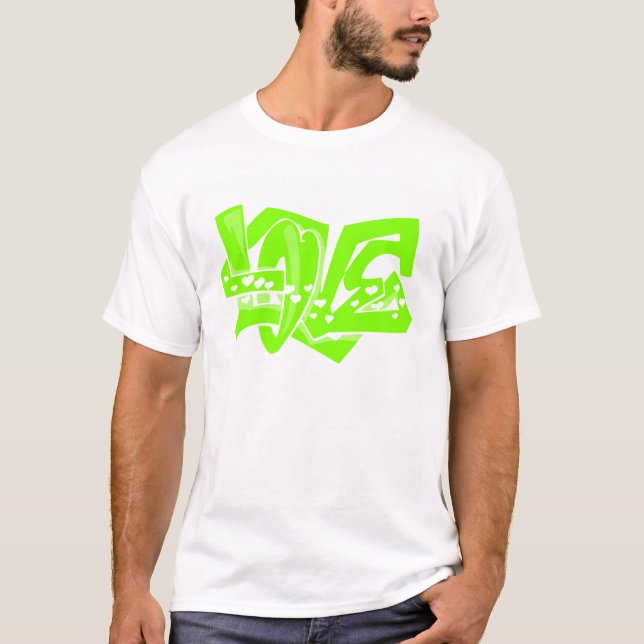 Camiseta Chartreuse, Neon Green Love Grafite (Frente)
