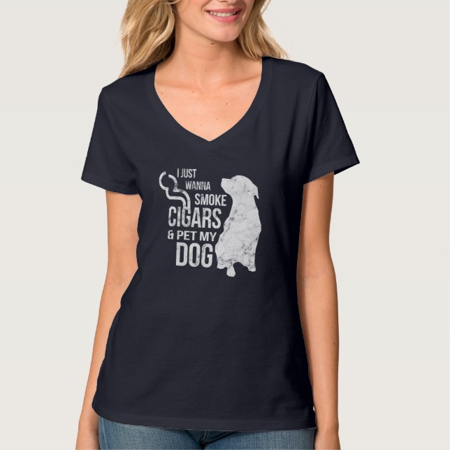 Camiseta Charuto e Pão-de-Obra Cigarros para Fumar e Pet Do (Frente)