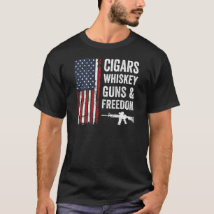 Camiseta Charutos Armas Whiskey e Liberdade Usa Bandeira 4