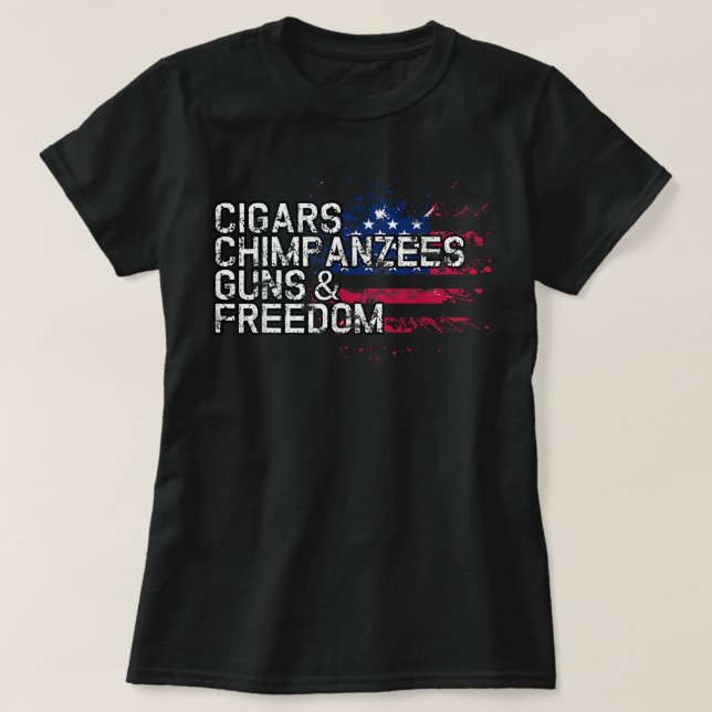 Camiseta Charutos ChIMPANZEES Armas e Liberdade (Frente do Design)