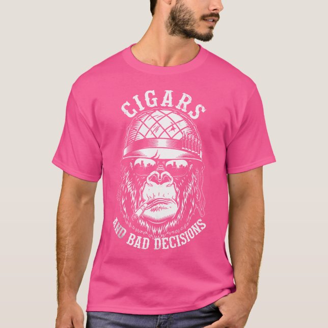 Camiseta Charutos Macaco Engraçado E Más Decisões (Frente)