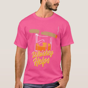 Camiseta Charutos Whiskey Ajuda Eu Fumo Cigarro Malte Único