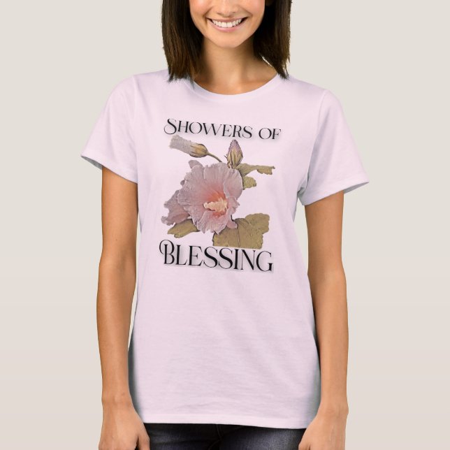 Camiseta Chás de Bênção - Hibiscus e Raindrops (Frente)