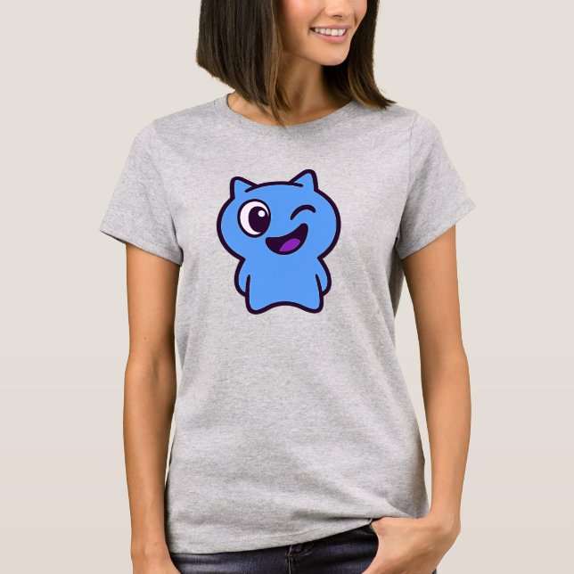 Camiseta Chat bleu cartoon minimaliste rigolo. (Frente)