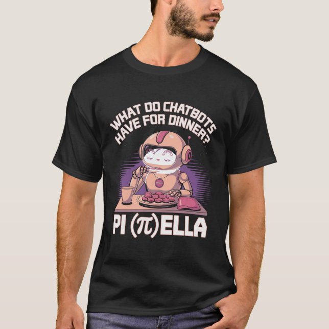 Camiseta Chatbot Memes Engraçado O que os Chatbots Comem (Frente)