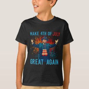 Camiseta Chato Trump Faça 4 De Julho Grande Novamente Fogos
