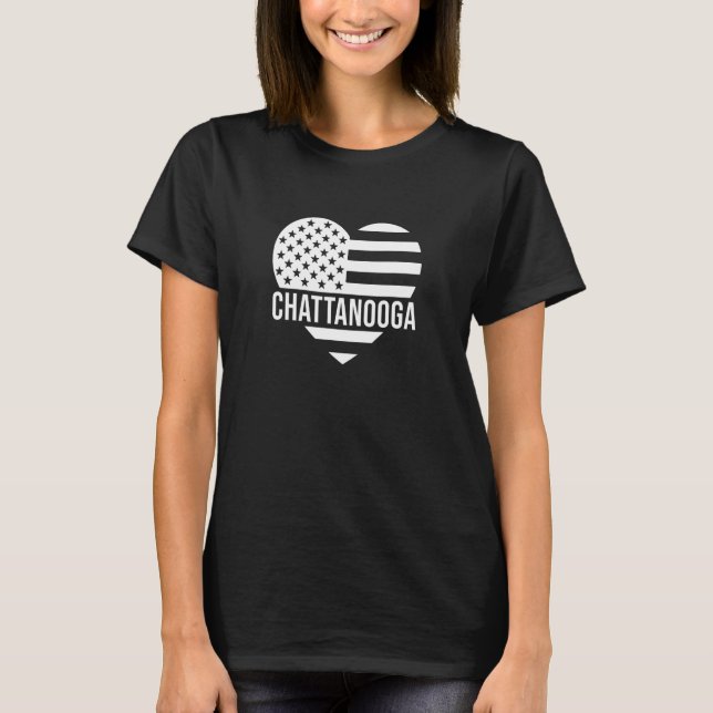 Camiseta Chattanooga EUA Flag America City Hometown Vacatio (Frente)