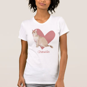 Camiseta Chausie Cat Watercolor Gatinho Coração Rosa