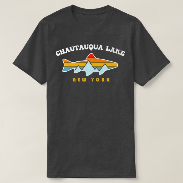 Camiseta Chautauqua Lake New York NY - Pesca Retrosolar (Frente do Design)