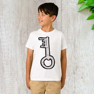 Camiseta Chave Antiga Esqueleto Vintage Desenhada à Mão Pra