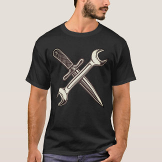 Camiseta Chave de chave mecânica com punhal
