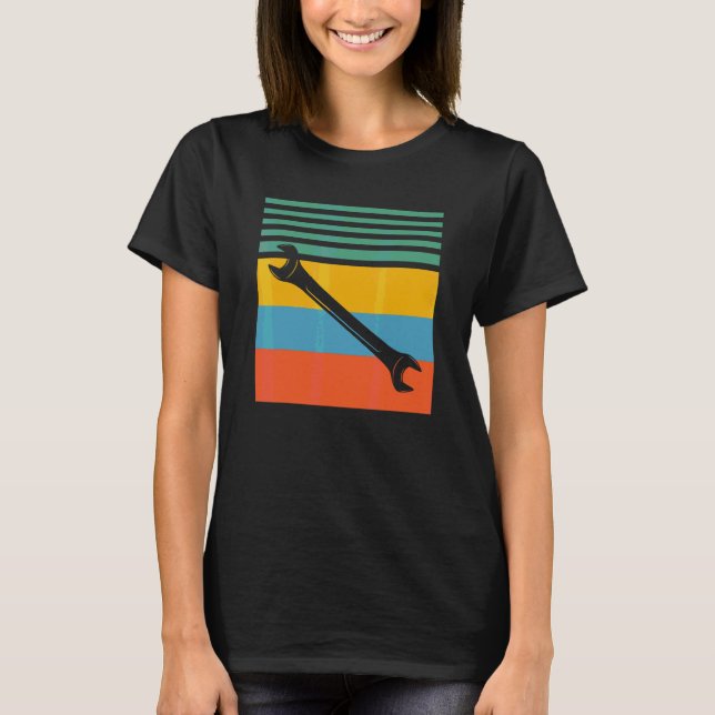 Camiseta Chave de Grifo Mecânico Design Retro (Frente)