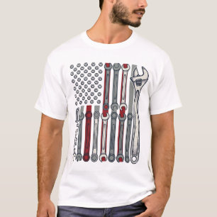 Camiseta Chave de Mecânico Bandeira Desenho Vetorial de Gra