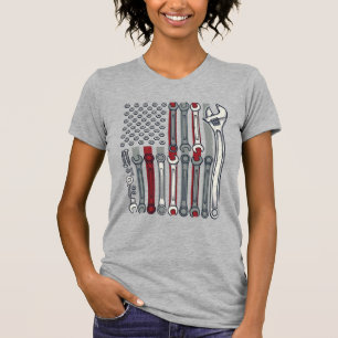Camiseta Chave de Mecânico Bandeira Desenho Vetorial de Gra