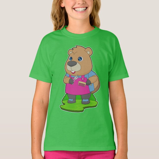 Camiseta Chave de Tesoura do Beaver Hairdresser (Frente)
