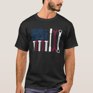 Camiseta Chave de Torque Estilo Bandeira Americana Usa Mecâ