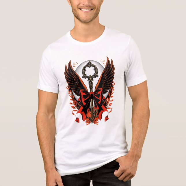 Camiseta Chave do Arco Gótico Velvet com Asas e Lua (Frente)