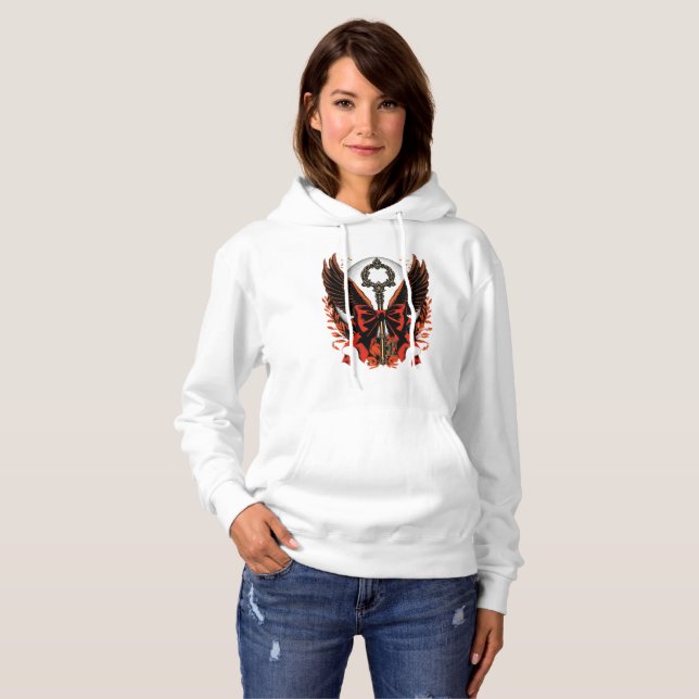 Camiseta Chave do Arco Gótico Velvet com Asas e Lua (Frente Completa)
