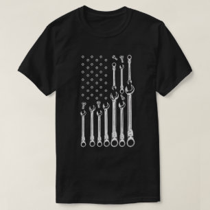 Camiseta Chave Inglesa Antiga e Padrão de Parafuso Ferramen