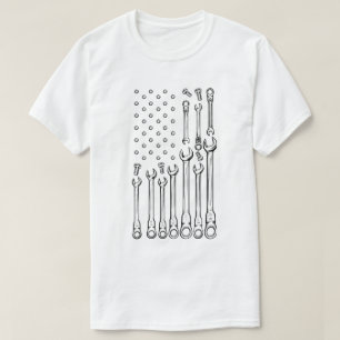 Camiseta Chave Inglesa Antiga e Parafuso Padrão Ferramenta