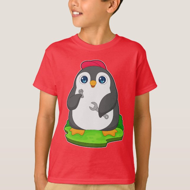 Camiseta chave inglesa Penguin Mechanic (Frente)