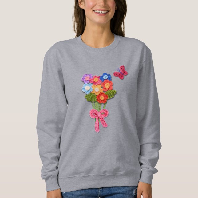 Camiseta Chaveiro Buquê Impressão de de Flor Crochet (Frente)