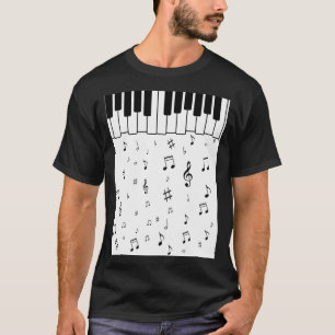 Camiseta Chaves De Piano Com Notas De Música