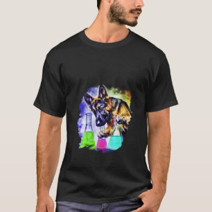 Camiseta Che de Produtos Químicos Mad Scientist German shep