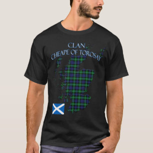 Camiseta Cheape do Clã Tartan escocês de Torosay na Escócia