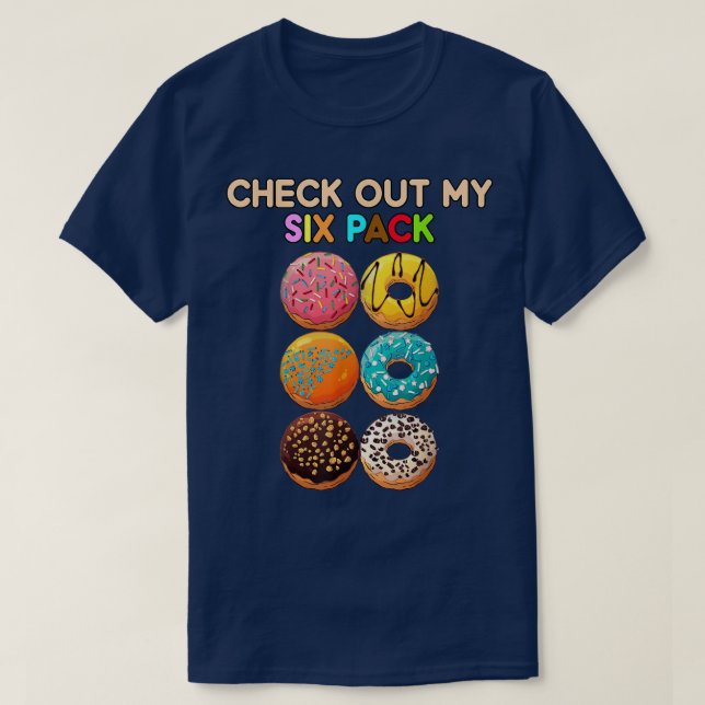 Camiseta Check Out My Si Pack Donut funny gym workout resol (Frente do Design)