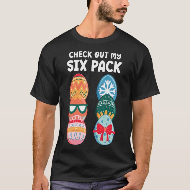 Camiseta Check Out My Six Pack Funny Easter Egg Abs Workout (Frente)
