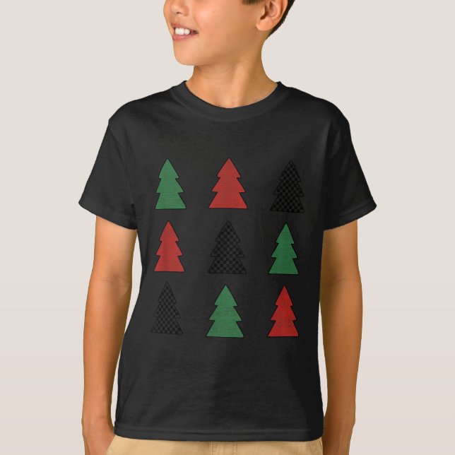 Camiseta Checkered Christmas Tree Graphic Crewneck Swea Fun (Frente)