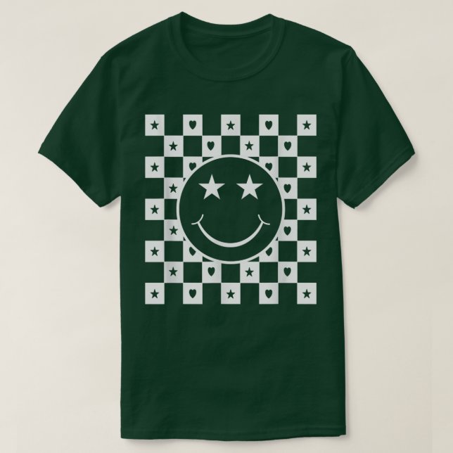 Camiseta Checkered Happy Smiling Face Graphic Funny  (Frente do Design)