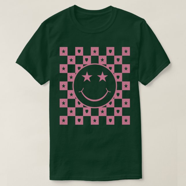 Camiseta Checkered Smiling Face Funny Premium  (Frente do Design)