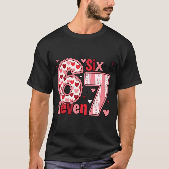 Camiseta Checkered Valentine Cute Six Seven 6 7 Meme Teens  (Frente)