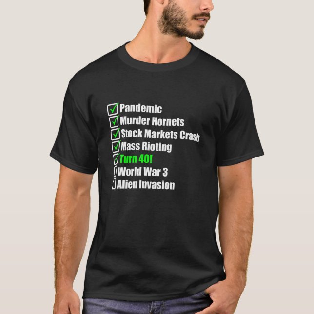 Camiseta Checklist de aniversário engraçado para 2020 com 4 (Frente)