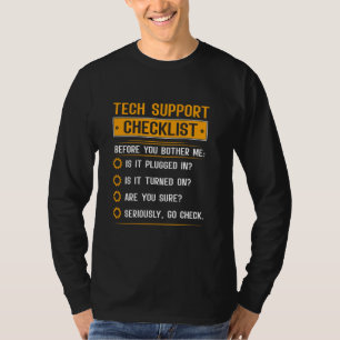 Camiseta Checklist de suporte técnico engraçado Definiti de