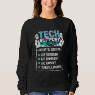 Camiseta Checklist De Suporte Técnico Funny Para Ajuda De S