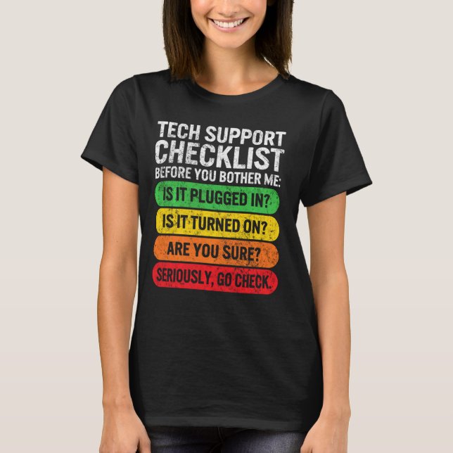 Camiseta Checklist do programa para o suporte técnico do Sy (Frente)